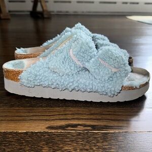 Birkenstock Papillio Arizona Big Buckle Shearling Platform Sandals Size 39